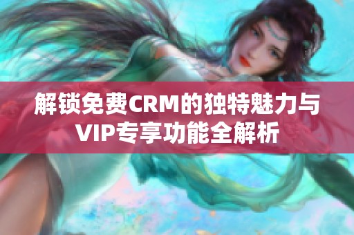 解锁免费CRM的独特魅力与VIP专享功能全解析