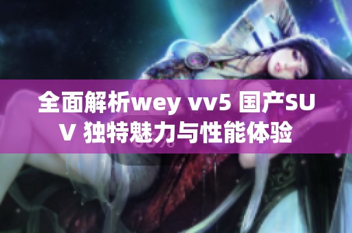 全面解析wey vv5 国产SUV 独特魅力与性能体验