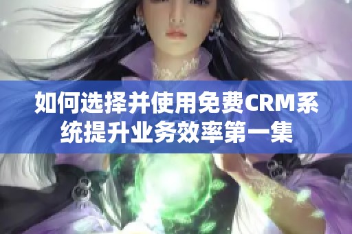 如何选择并使用免费CRM系统提升业务效率第一集