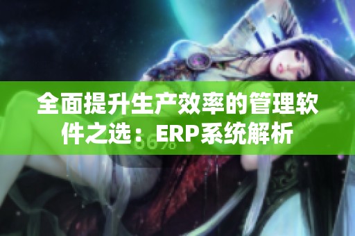 全面提升生产效率的管理软件之选：ERP系统解析