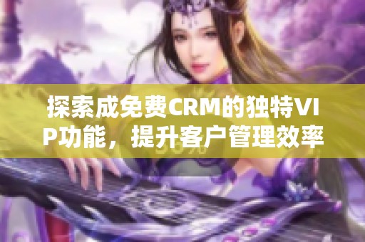 探索成免费CRM的独特VIP功能，提升客户管理效率